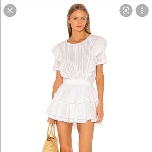 LoveShackFancy White Natasha Flounce Tiered Dress